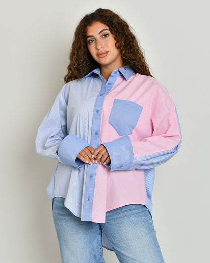 The Combination Shirt in colorblock poplin