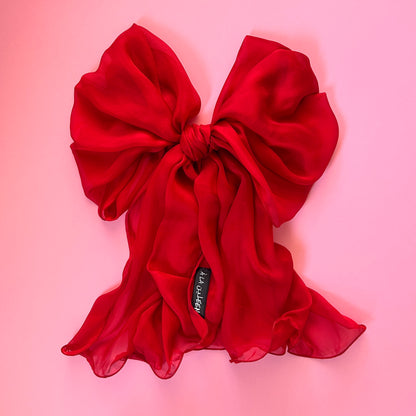 The Single-Layered Silk Chiffon Scarf – Chili Red