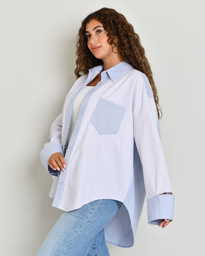 The Combination Shirt in double-striped poplin