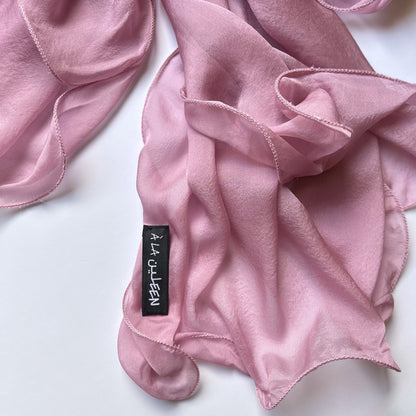 The Double-Layered Silk Chiffon Scarf – Lavender Pink