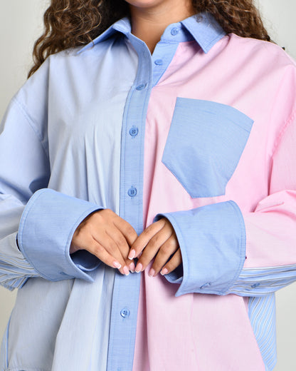 The Combination Shirt in colorblock poplin
