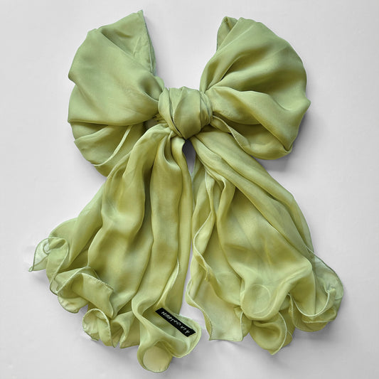 The à la Leen Double-Layered Silk Scarf- Apple Green