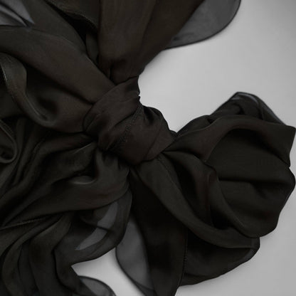 The Double-Layered Silk Chiffon Scarf – Army Brown