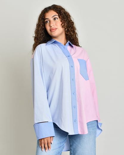 The Combination Shirt in colorblock poplin