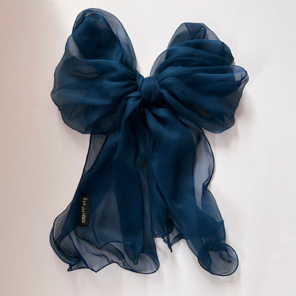 The à la Leen Single-Layered Silk Scarf- Petrol Blue