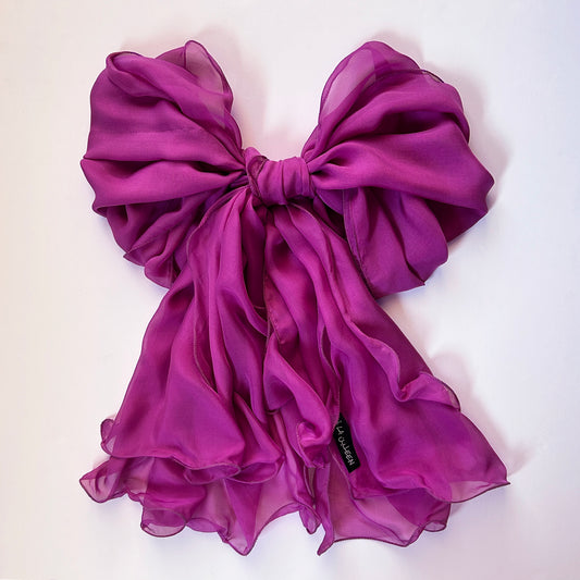 The à la Leen Double-Layered Silk Scarf- Runway Berry