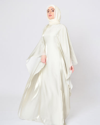 The butterfly abaya dress in metallic cream