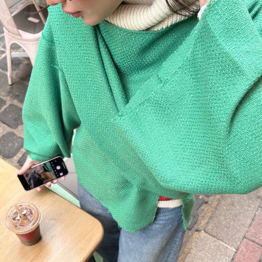 Textured Coat with Attached Scarf-Green