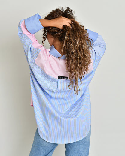 The Combination Shirt in colorblock poplin
