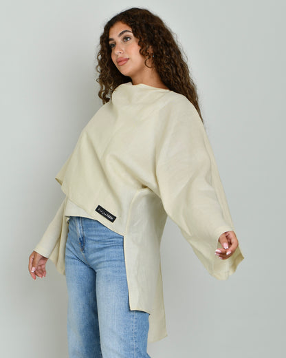 The Linen Scarf Top in sand