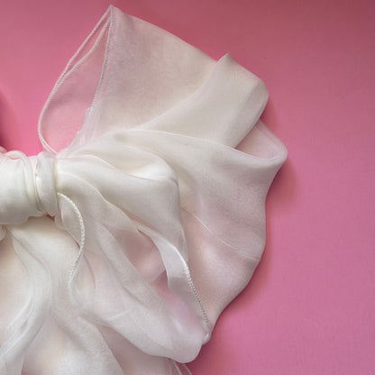 The Double-Layered Silk Chiffon Scarf – Pearl White – Bridal Edition