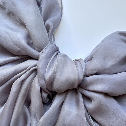 The Double-Layered Silk Chiffon Scarf – Silver