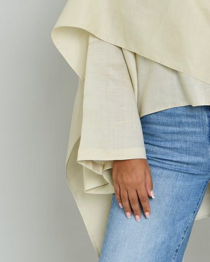 The Linen Scarf Top in sand