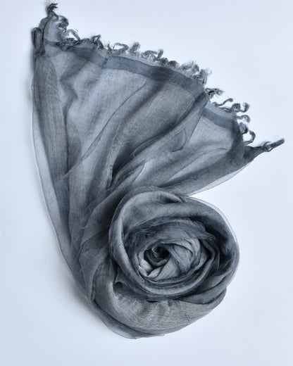The OrganzaXCotton Double-Layered Scarf in Blue Grey