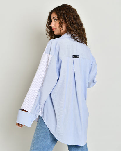 The Combination Shirt in double-striped poplin