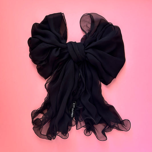 Special Edition- The à la Leen Double-Layered Japanese Premium Silk Scarf- Midnight Black