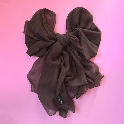 The Double-Layered Silk Chiffon Scarf – Brown