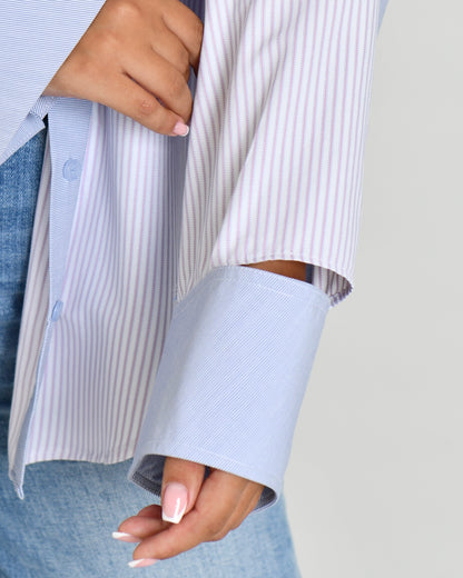The Combination Shirt in double-striped poplin