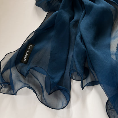 The à la Leen Single-Layered Silk Scarf- Petrol Blue