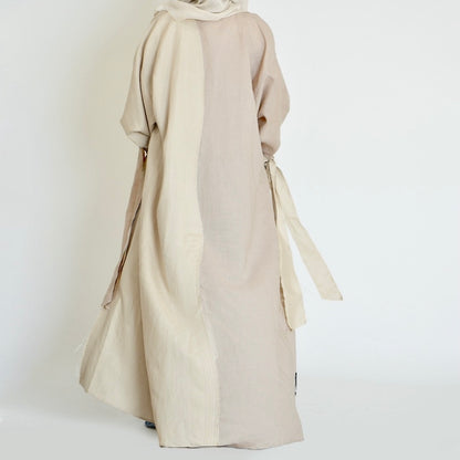 The Two-Tone Linen Wavy Abaya