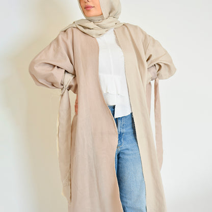 The Two-Tone Linen Wavy Abaya