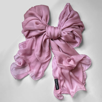 The Double-Layered Silk Chiffon Scarf – Lavender Pink