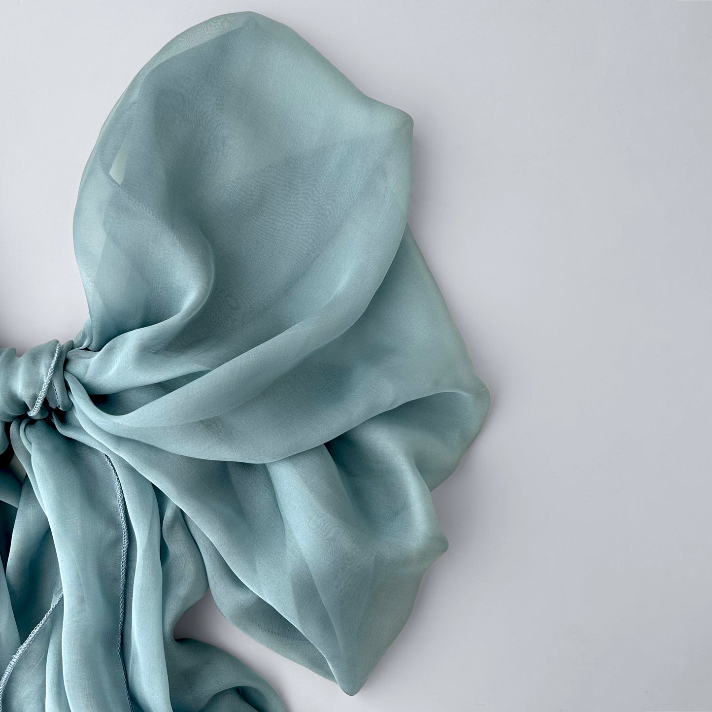 The Single-Layered Silk Chiffon Scarf – Grayish Blue