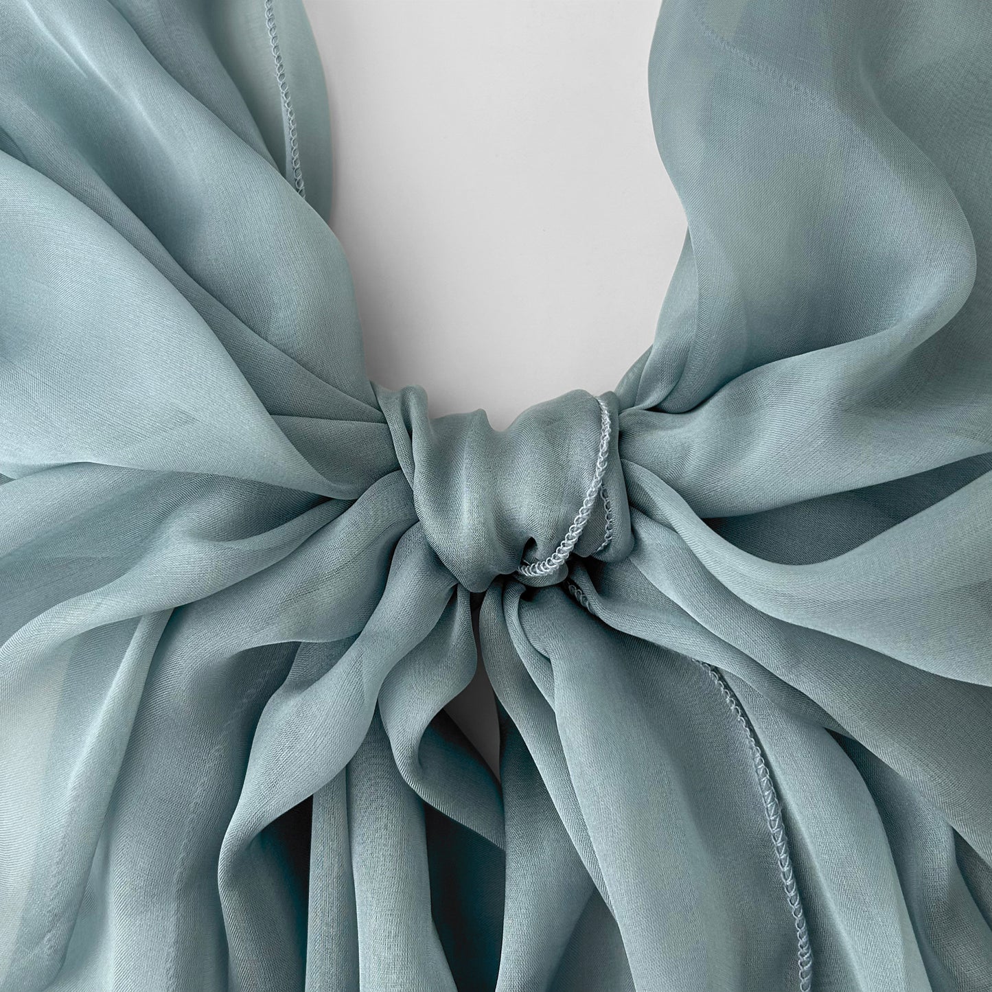 The Single-Layered Silk Chiffon Scarf – Grayish Blue