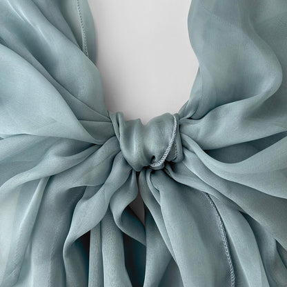 The Single-Layered Silk Chiffon Scarf – Grayish Blue