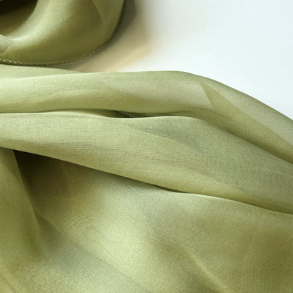 The Double-Layered Silk Chiffon Scarf – Apple Green