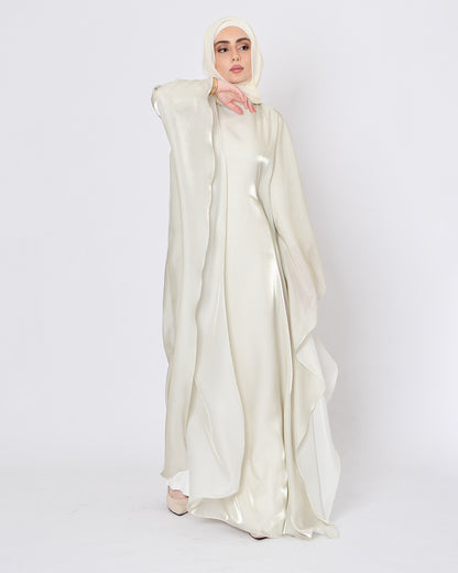 The butterfly abaya dress in metallic cream
