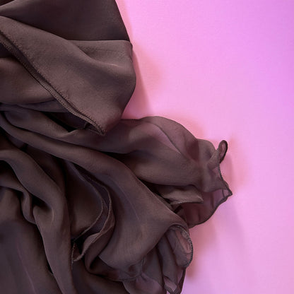 The Double-Layered Silk Chiffon Scarf – Brown
