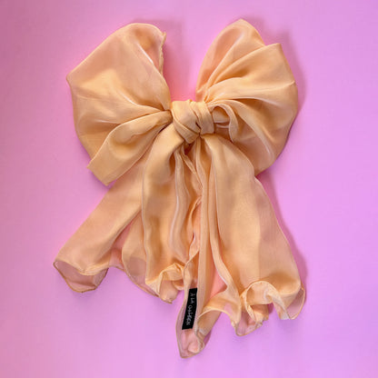 The Single-Layered Silk Chiffon Scarf – Peach Sorbet