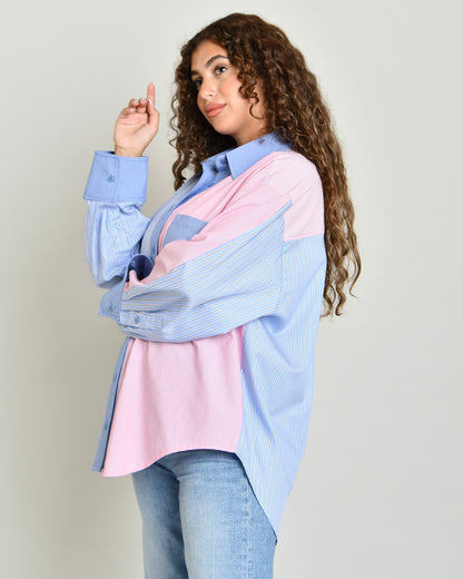 The Combination Shirt in colorblock poplin