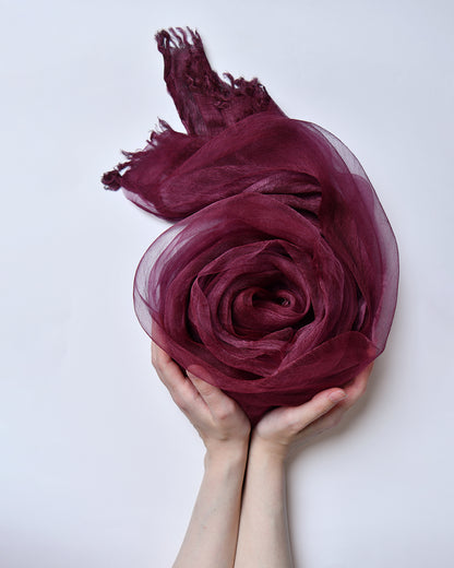 The OrganzaXCotton Double-Layered Scarf in Burgundy