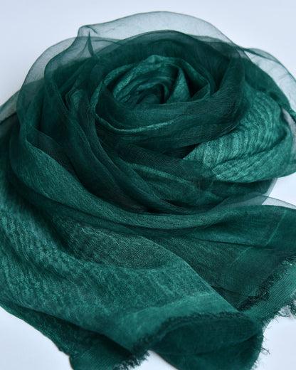 The OrganzaXCotton Double-Layered Scarf in Emerald Green