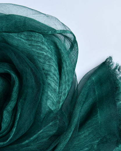 The OrganzaXCotton Double-Layered Scarf in Emerald Green