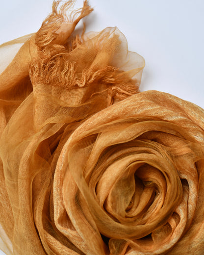 The OrganzaXCotton Double-Layered Scarf in Retro Mustard