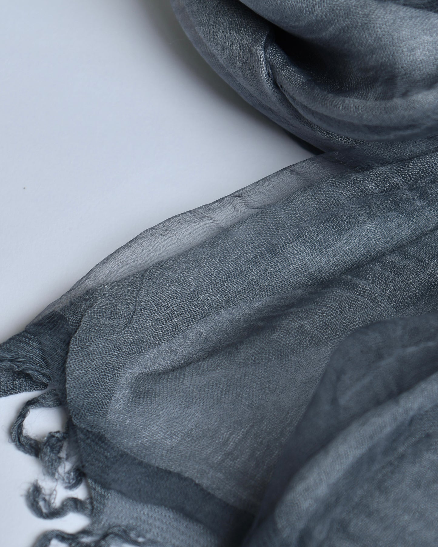 organzaXcotton double-layered scarf in blue grey