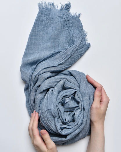 The Cotton Scarf in blue denim