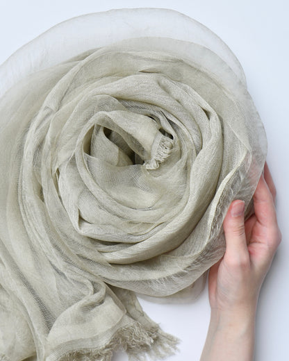 The OrganzaXCotton Double-Layered Scarf in Forest Beige