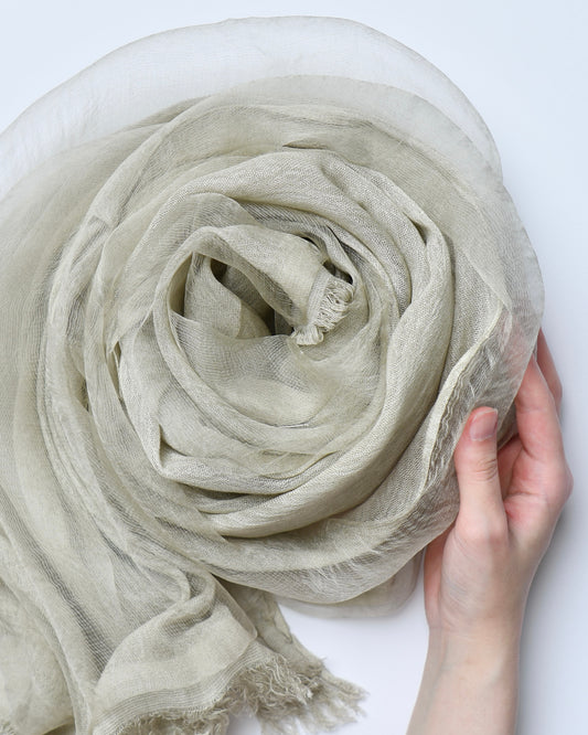 organzaXcotton double-layered scarf in forest beige