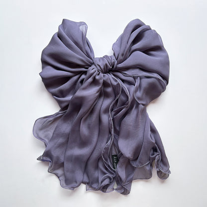 The Double-Layered Silk Chiffon Scarf – Charcoal Lavender