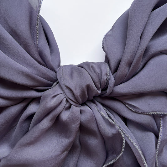 The à la Leen Double-Layered Silk Scarf- Maxi in Charcoal Lavender