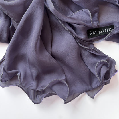 The Double-Layered Silk Chiffon Scarf – Charcoal Lavender