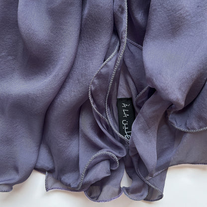 The Double-Layered Silk Chiffon Scarf – Charcoal Lavender