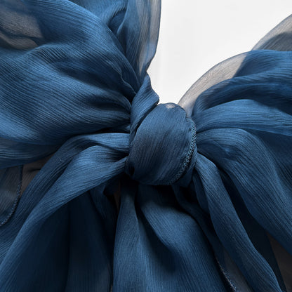 The à la Leen Single-Layered Silk Scarf- Petrol Blue