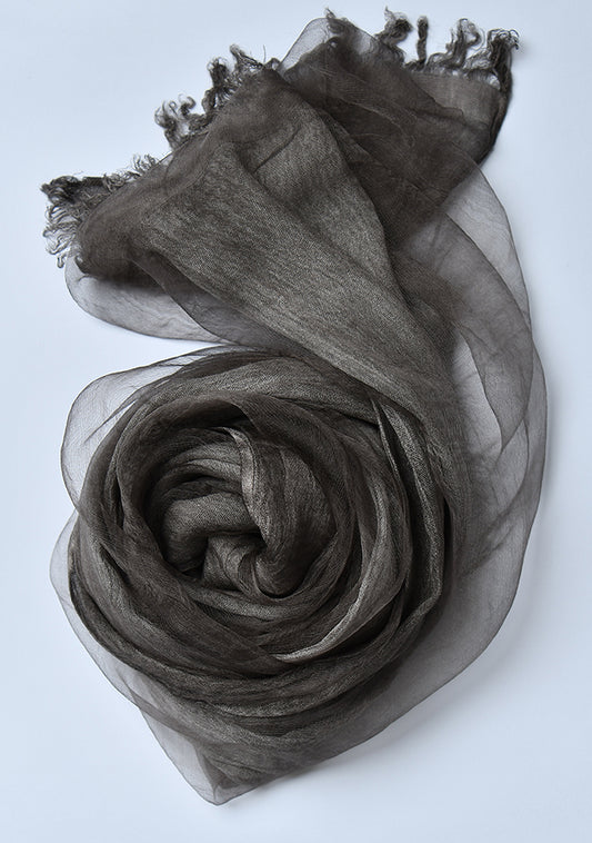 organzaXcotton double-layered scarf in mocha luxe