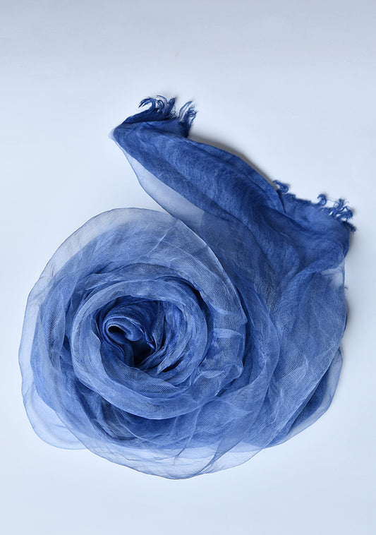 organzaXcotton double-layered scarf in twilight blue