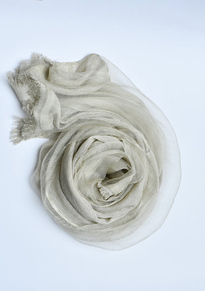 The OrganzaXCotton Double-Layered Scarf in Forest Beige